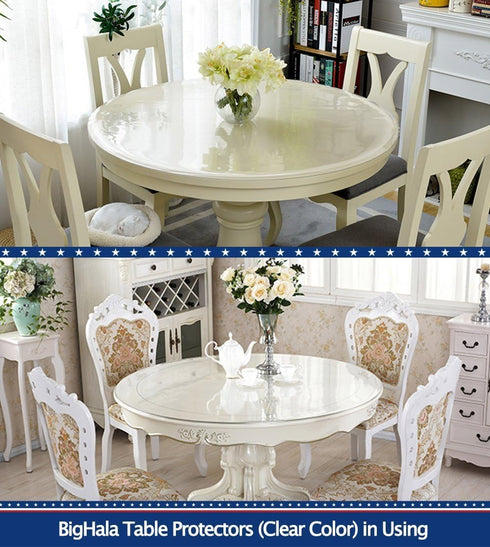 30 Inch Round Clear Plastic Tablecloths Cover Furniture Dining Kitchen Coffee Table Protector Liner Thick Protective