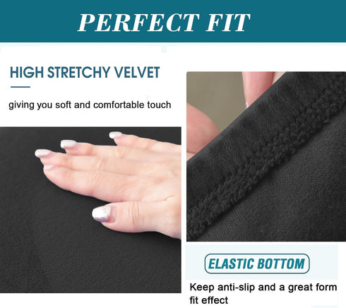 HFCNMY Elegant Black Stretch Velvet Dining Bench Slipcover - Washable & Soft