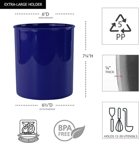 Reston Lloyd Multipurpose Crock, Extra Large Indigo Holder for Organizing Utensils & Kitchen Tools