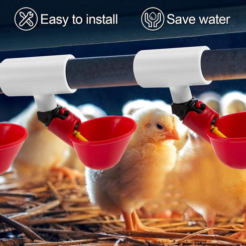 20 Pack Chicken Waterer PVC Tee Fittings - Fully Automatic for Threaded Chicken Waterer Nipples/Cups/Feeders/Poultry
