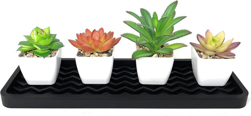 Happitasa Silicone Kitchen Sink Organizer Tray, 12" x 4", Sponge Holder and Countertop Protector, Bathroom and Kitchen
