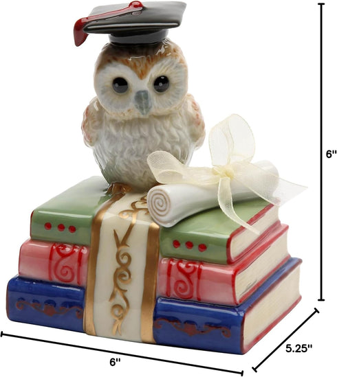 Cosmos Gifts 80129 Owl Graduate Musical Ceramic Figurine, 4-1/8-Inch, Ivory