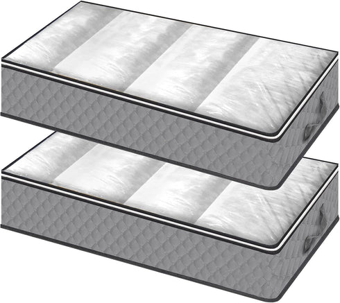 Homelove Under Bed Storage Bags, 2 Pack Fabric Containers with Reinforced Handles and Clear Window for Blankets,