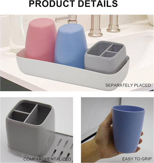 Toothbrush Holder Toothpaste Holder for Bathroom Vanity Organizer Countertop with Bathroom Cups, Electric Toothbrush Holder, Kids Bathroom Decor, Kids Toothbrush Holder (Blue & Red) by Boershun