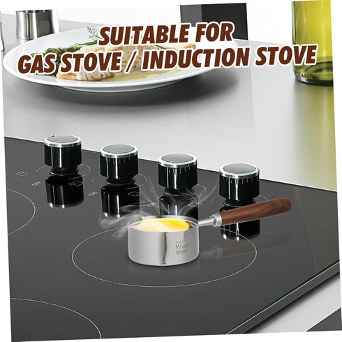 Kichvoe 125ML Stainless Steel Saucepan, Double Spout Oil Pan for Milk Warming and Frothing