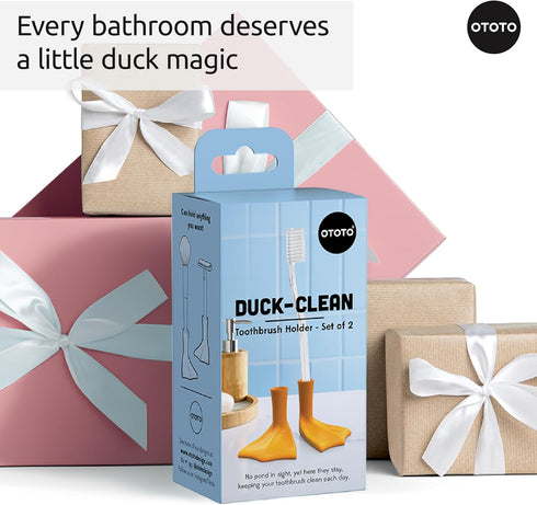 2pk OTOTO Duck-Clean Toothbrush Holder - Duck Leg Bathroom Organizer, Funny White Elephant Gifts for Adults - Makeup
