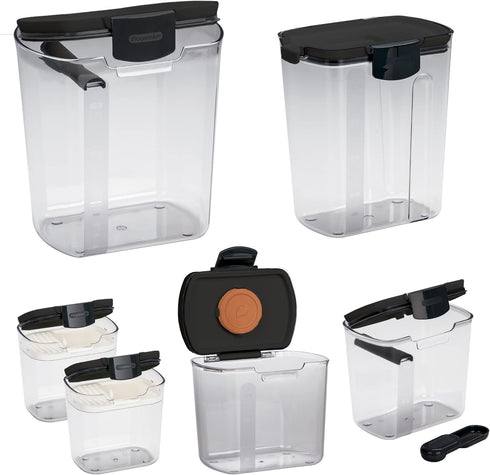 Set 6- Progressive ProKeeper Baker's Airtight Kitchen Storage Canister Container for Flour, Sugar & More, Keeps