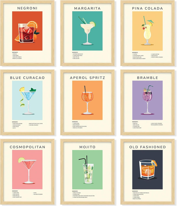 97 Decor Vintage Cocktail Poster - Bar Cart Accessories and Decor, Retro