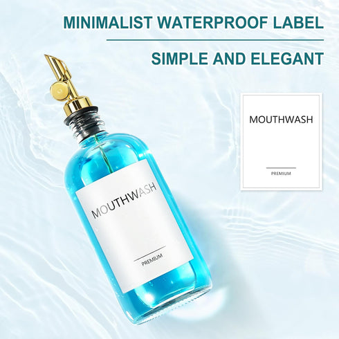 1 Pack, 17oz Mouthwash Dispenser for Bathroom, Glass Mouthwash Dispenser with Cup, Mouth Wash Container Bottle