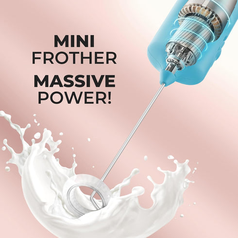 Zulay Kitchen Powerful Mini Milk Frother, Handheld Electric Mixer, Portable Frother Wand for Coffee, Small Drink