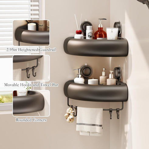 1 Pack CICUFY Shower Caddy Suction Cup, No Drilling Corner Shower Shelves, Rust Proof Bathroom Storage Organizer