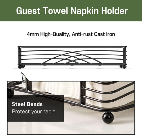 Countertop Black Guest Towel Holder Tray for Bathroom Disposable Paper Hand Towel Holder, Rectangle Napkin Organizer