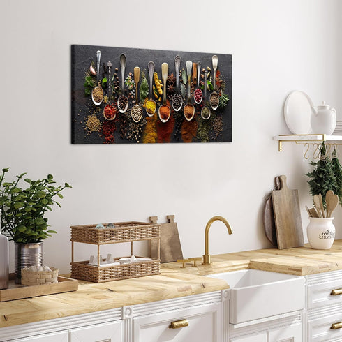 34 inches DuoBaorom Spice Pictures for Kitchen Wall Wrt Food Painting Long