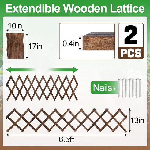Pack 2 of Extra Thick Wooden Wall Trellis- Expandable Wall Planter Lattice Panels for Climbing Plants, Hanging Vertical