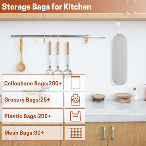 SWISSELITE 2Pcs Plastic Bag Holder - Reusable Grocery Bag Organizer, Wall Mount, 22x9 IN