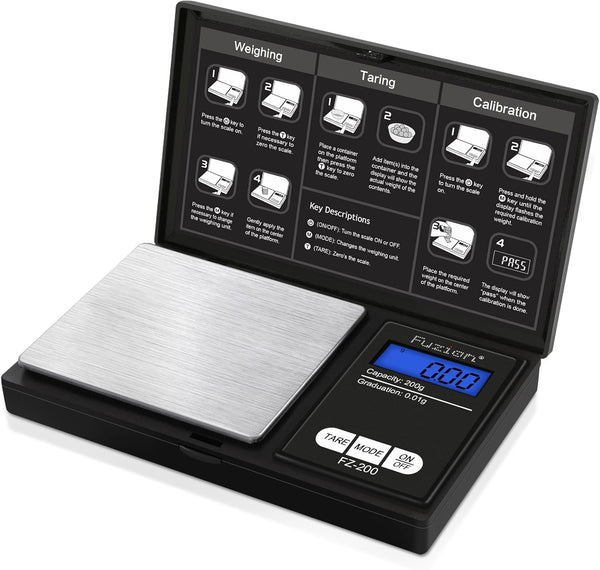 Fuzion Digital Pocket Scale - 200g/0.01g Mini Scale for Food, Jewelry, Precision with Tare and LCD