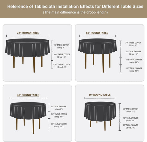 Obstal 210GSM Round Table Cloth, Oil-Proof Water Resistant Microfiber Tablecloth, Navy Blue, 60 Inch Diameter