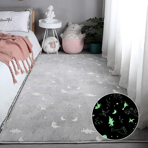 Eanpet Large Playroom Rug for Kids Glow in The Dark Dino Area