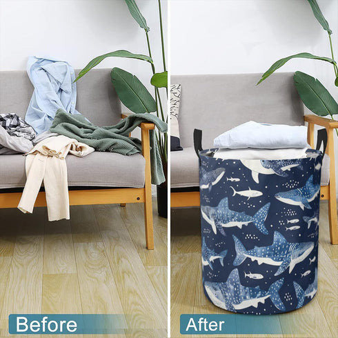 Collapsible Laundry Hamper - Whale Shark Laundry Basket with Handles for Household, Bedroom, Bathroom, College Dorms