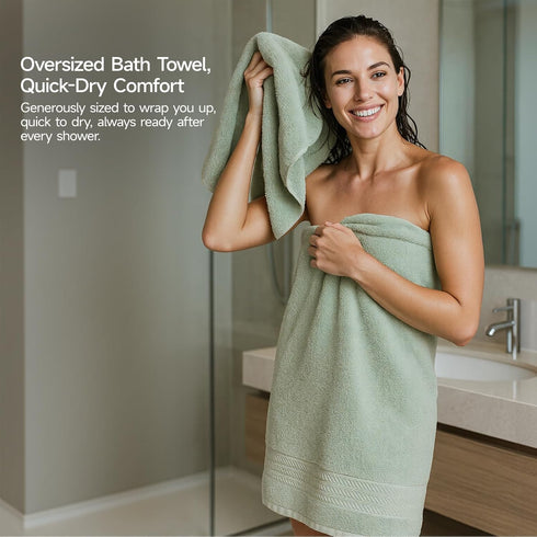 Set 8-100% Set 600 2 2 4 REDKISS Green Towel of Cotton Luxury Bath Towels for Bathroom, GSM Highly Absorbent Bathroom