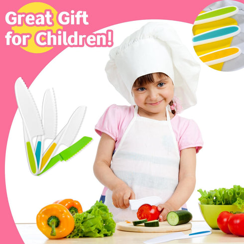 5 Pcs Kids Cooking Sets, Montessori Kitchen Tools, Real Cooking Knife Set for Children with Cutting Board
