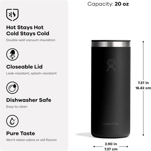 20 Oz Hydro Flask Travel Coffee Cup Insulated Stainless Steel, Non-Spill, Leak Proof To-Go Tumbler Oat Tan