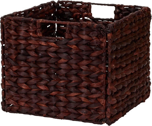 Household Essentials Wicker Open Storage Bin, Dark Brown for Shelves