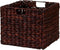 Household Essentials Wicker Open Storage Bin, Dark Brown for Shelves