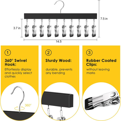 Legging Organizer for Closet, Pants Hangers with Clips Holds 20 Leggings, Jeans, Hats, Shorts, 360° Rotating Space