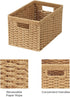 StorageWorks Round Paper Rope Storage Baskets, Medium Rectangular Wicker Baskets with Built-in Handles, 2-Pack, 13 ¼ x