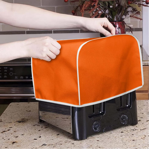 Orange Washable Toaster Dust Cover, Polyester 4 Slice Kitchen Small Appliance Covers, Fits Most Standard Toasters.