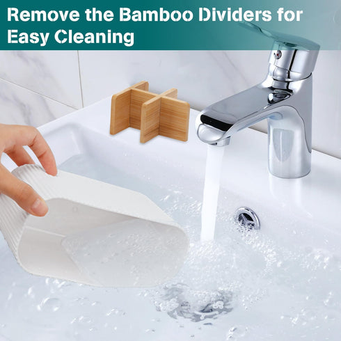 White Toothbrush Holder, Bamboo Organizer for Bathrooms, Electric Toothbrush Holders for Countertop