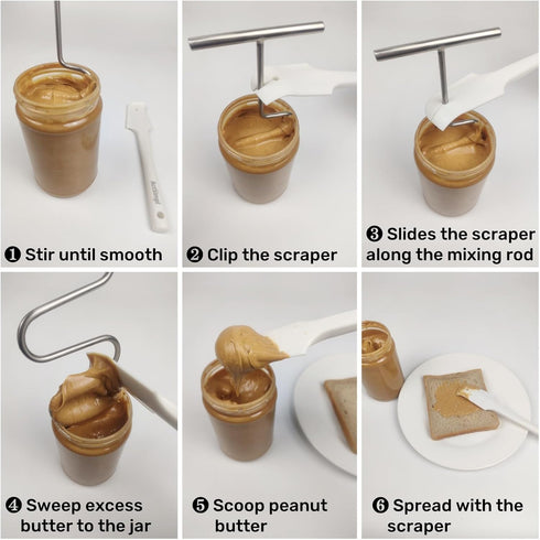 Natrual Peatnut butter stirrer kit,includes silicone scraper, nut butter mixer with handle, stirrer tool for mixing