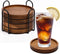 4 Pcs Wood Coasters for Drinks Absorbent, Wooden Coasters with Holder, Drink