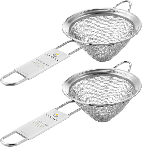 Homestia 2 Piece 3.3" Fine Mesh Strainer for Kitchen, 304 Stainless Steel Cocktail Sieve, 2 Pack