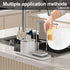 Kitchen Soap Dispenser Set with Tray and Sponge Holder, 3-in-1 Countertop Storage Organizer, Includes Dish Towel