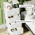 4 Closet Somdot White Nightstand with Charging Station and LED Light for Bedroom, Tall Drawers Dresser with Fabric Bins