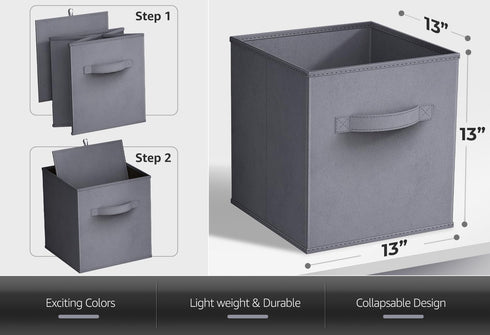 Sorbus Fabric Storage Cubes, 6 Foldable Storage Bins for Organizing Pantry, Toy Box, Clothes Storage & Closet Organizer