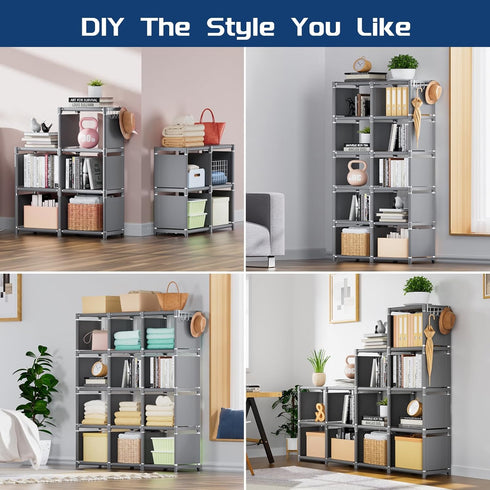 12 Closet Mavivegue Book Shelf, Cube Storage Organizer, DIY Bookcase, Metal Cube Bookshelf, Cubbies Storage Organizer