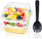 Zezzxu 8 oz Dessert Cups with Lids and Spoons, 100 Sets, Square