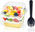 Zezzxu 8 oz Dessert Cups with Lids and Spoons, 100 Sets, Square