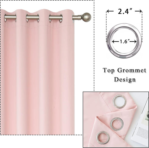 84 Inch Grommets 1 52 84 Inch KEQIAOSUOCAI Length Baby Pink Curtains for Girls Kids Nursery Bedroom - Thermal Insulated
