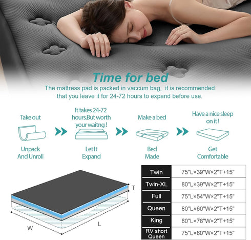 Hansleep Memory Foam Twin XL Mattress Topper, Deep Pocket Pillow Top Mattress Pad Cover for College Dorm Room