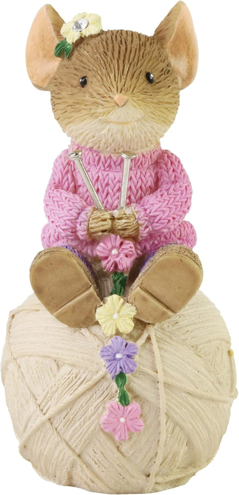 Enesco Tails with Heart Knitting Mouse Miniature Figurine, 2.16 Inch, Multicolor