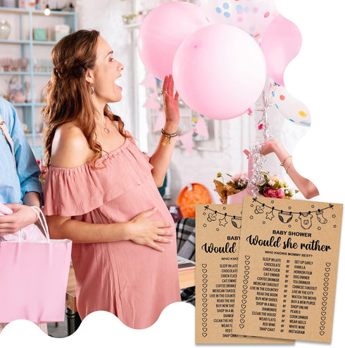 Misaidou Set 30 Baby Shower Game Cards, Would She Rather Baby Shower Games Ideas, of Cards, Rustic Bridal Wedding