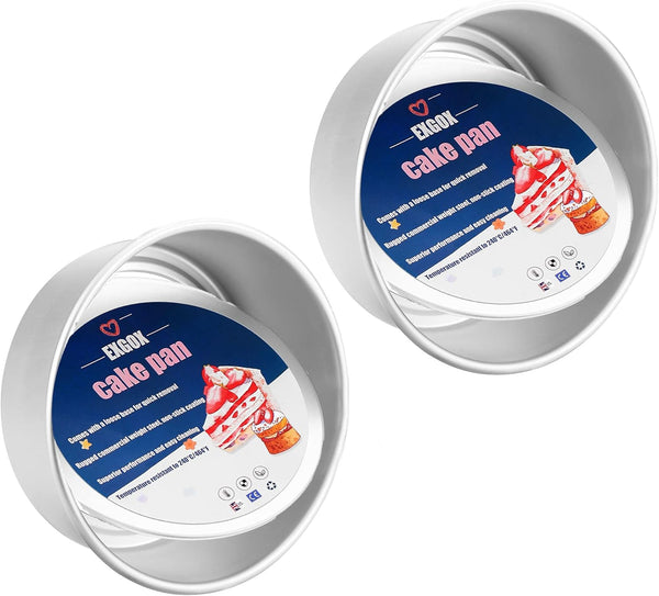 EXGOX 2 Pack 8-Inch Non-Stick Deep Aluminum Round Cake Pan with Removable Bottom for Baking (4 inch)