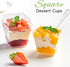 50 Pack 7 oz Qeirudu Dessert Cups with PET Lids and Spoons, Mini Plastic Yogurt Parfait Cups Square Party Serving Cup