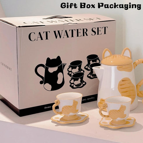 CSZPJLALA Set,Cute Set 4,Perfect Sets 4) Ceramic Cat Tea Cat Paw Tea Mugs And Saucers Of Cat Themed Gifts,Lovely Cat