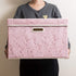 PRANDOM 1-Pack Larger Collapsible Storage Bin with Lid, Pink Fabric Decorative Box Cube Organizer for Bedroom, Closet,