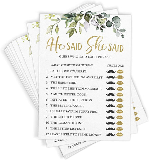 Set 5 50 Printed Party Bridal Shower Game Fun Games and Activities for Guests, Includes Bingo, Trivia, and Advice
